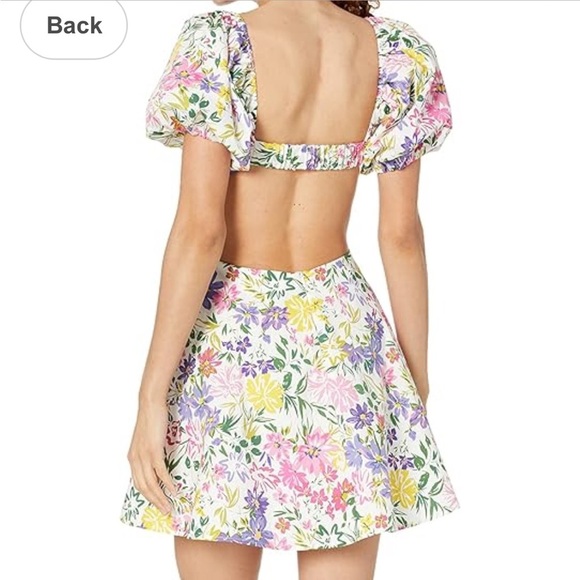 ASTR Floral Puff Sleeve Backless Cutout Mini Dress size large - Picture 8 of 9